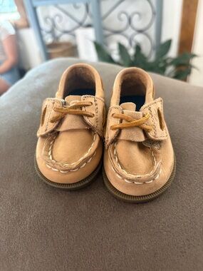 Sperry Kids Tan Leather Moccasin Boat Shoes
